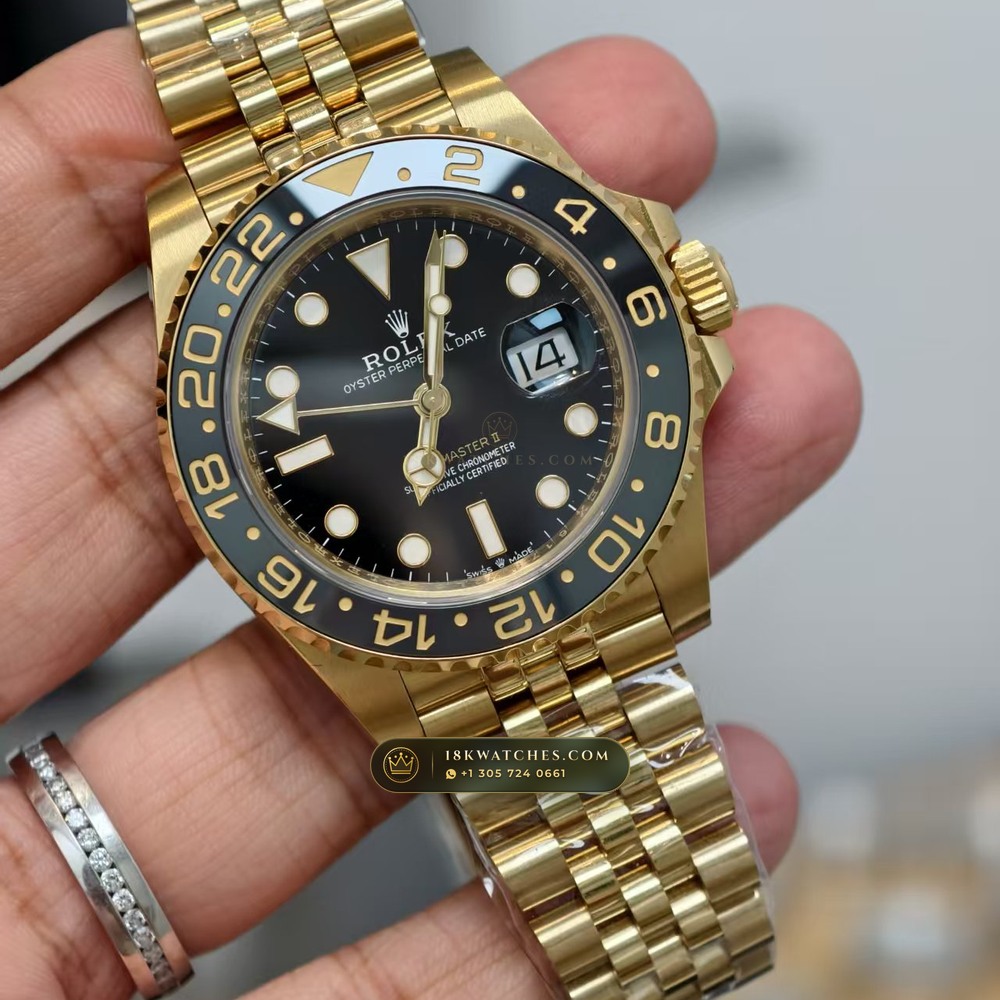 Rolex GMT-Master II Guinness / Zombie Grey & Black Cerachrom 18K Yellow Gold Ref. 126718GRNR — Studio Gallery Plate II in 18K Yellow Gold Au750 (225.8g Verified Mass, Rolex Manufacture Cal. 3285 - 70h Power Reserve)