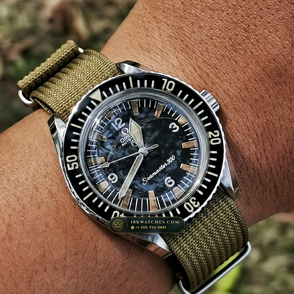 Omega Heritage Seamaster 300 Big Triangle Military Vintage 41mm Ref. 165.024 — Studio Gallery Plate V in 904L Stainless Steel Custom Architecture (104.9g Verified Mass, Omega Co-Axial Master Chronometer Cal. 8900)