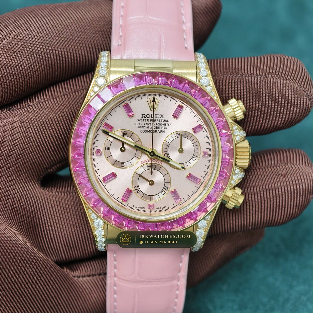 Rolex Cosmograph Daytona Barbie Pink Opal & Ruby 18K Yellow Gold Ref. 126538TBR