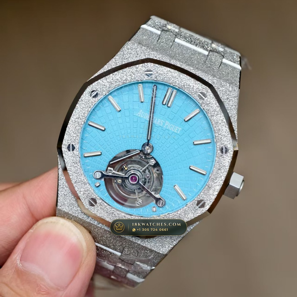 Audemars Piguet Royal Oak Selfwinding Flying Tourbillon 41mm Tiffany Blue Dial Ref. 26735ST.OO.1320ST.02 — Studio Gallery Plate II in 904L Stainless Steel Custom Architecture (159.5g Verified Mass, Audemars Piguet Cal. 2950 Flying Tourbillon)
