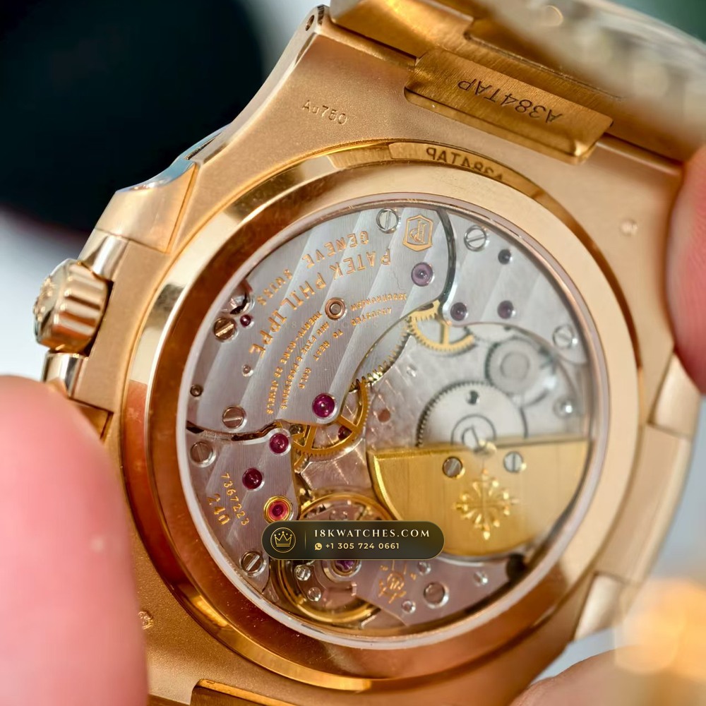 Patek Philippe Nautilus Moonphase & Power Reserve 18K Rose Gold Ref. 5712R/001 — Studio Gallery Plate XI in 18K Rose Gold Au750 (105.9g Verified Mass, Patek Philippe Cal. 240 PS IRM C LU - 22K Gold Micro-Rotor)