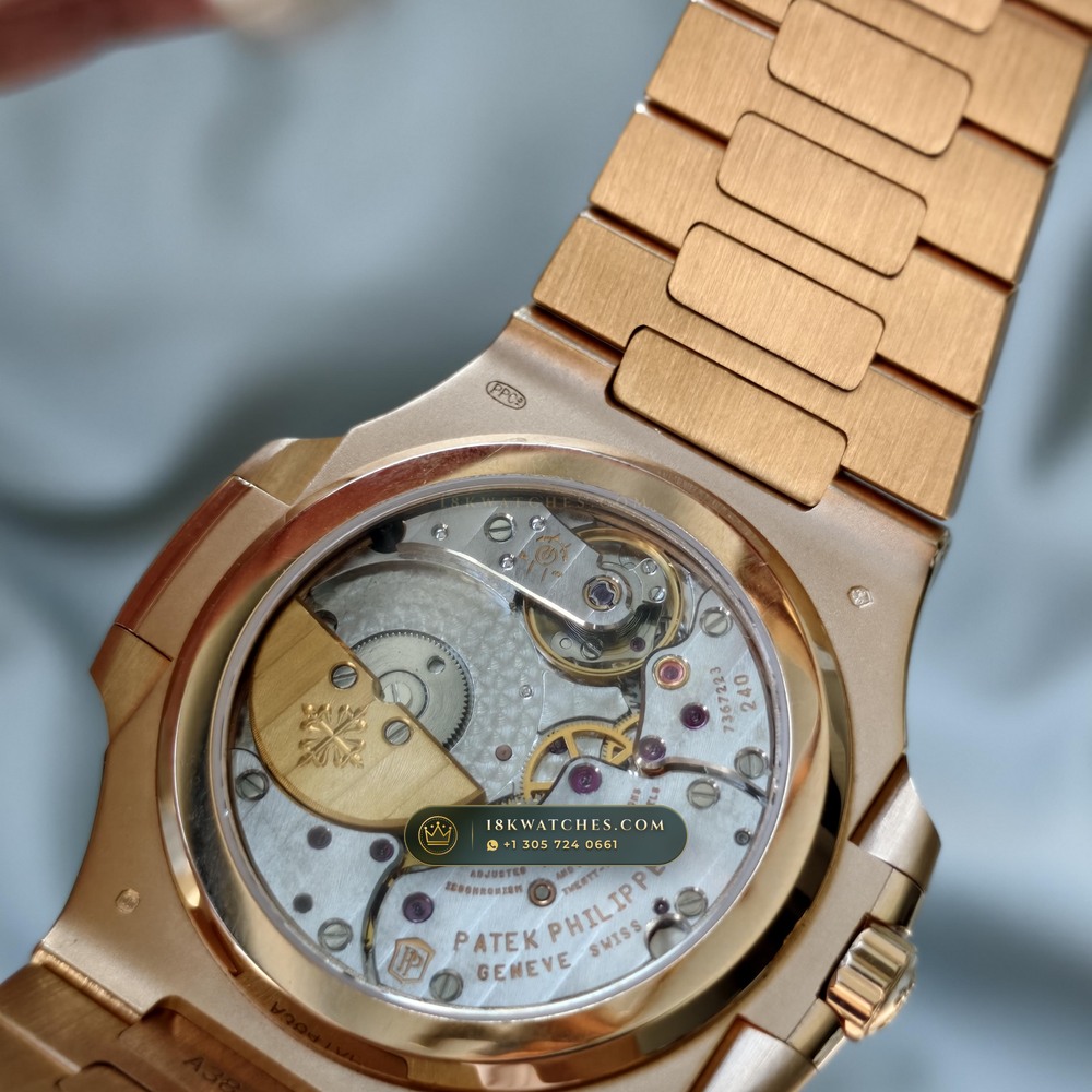Patek Philippe Nautilus Moonphase & Power Reserve 18K Rose Gold Ref. 5712R/001 — Studio Gallery Plate VIII in 18K Rose Gold Au750 (105.9g Verified Mass, Patek Philippe Cal. 240 PS IRM C LU - 22K Gold Micro-Rotor)