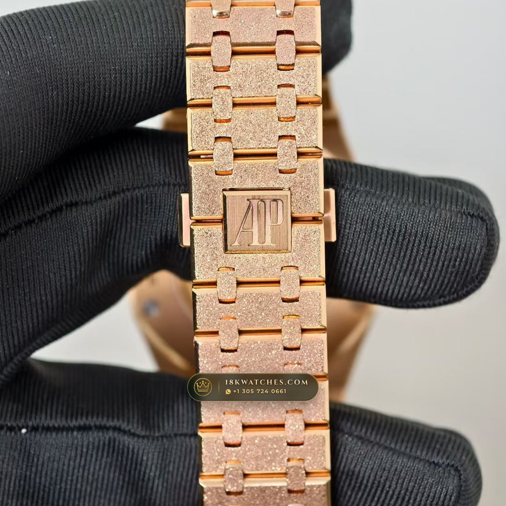 Audemars Piguet Royal Oak Double Balance Wheel Openworked 41mm Rainbow Sapphire Bezel 18K Rose Gold Ref. 15412OR.YG.1224OR.01 — Studio Gallery Plate VI in 18K Rose Gold Au750 (224.4g Verified Mass, Audemars Piguet Cal. 3132 Dual-Balance Openworked)