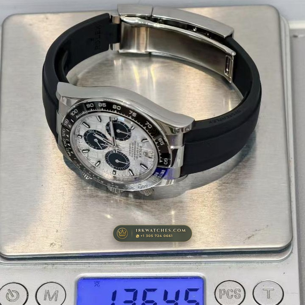 Rolex Cosmograph Daytona Gibeon Meteorite Dial 18K White Gold Hand-Finished Buff Dial Deep Crystal Optics Ref. 126519 — Studio Gallery Plate VIII in 18K White Gold Au750 (160.3g Verified Mass, Rolex Manufacture Cal. 4131 - 72h Power Reserve)