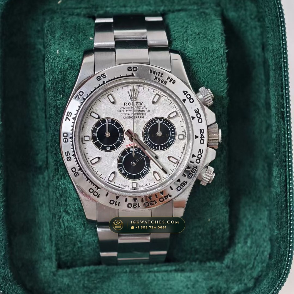Rolex Cosmograph Daytona Gibeon Meteorite Dial 18K White Gold Hand-Finished Buff Dial 5-Axis CNC Case Ref. 116509