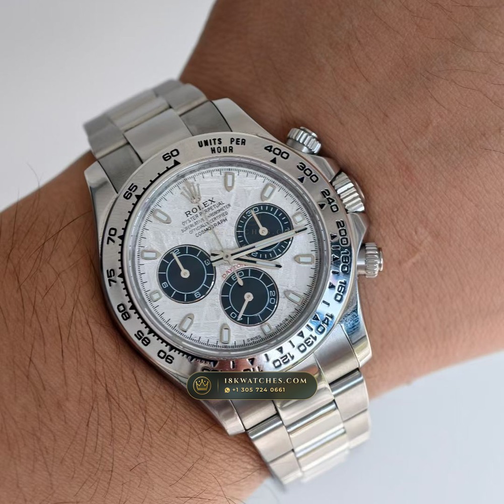 Rolex Cosmograph Daytona Gibeon Meteorite Dial 18K White Gold Hand-Finished Buff Dial 5-Axis CNC Case Ref. 116509 — Studio Gallery Plate VI in 18K White Gold Au750 (216.1g Verified Mass, Rolex Manufacture Cal. 4130 - 72h Power Reserve)