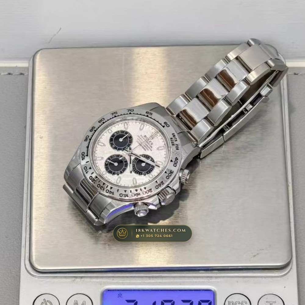 Rolex Cosmograph Daytona Gibeon Meteorite Dial 18K White Gold Hand-Finished Buff Dial 5-Axis CNC Case Ref. 116509 — Studio Gallery Plate VII in 18K White Gold Au750 (216.1g Verified Mass, Rolex Manufacture Cal. 4130 - 72h Power Reserve)