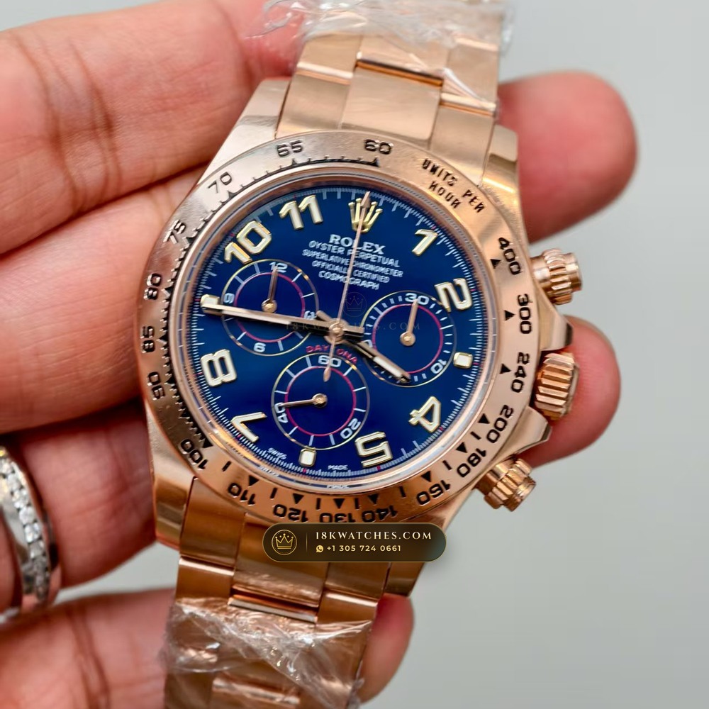 Rolex Cosmograph Daytona Racing Arabic Dial 18K Everose Gold Deep Crystal Optics Ref. 126505 — Studio Gallery Plate II in 18K Rose Gold Au750 (216.3g Verified Mass, Rolex Manufacture Cal. 4131 - 72h Power Reserve)