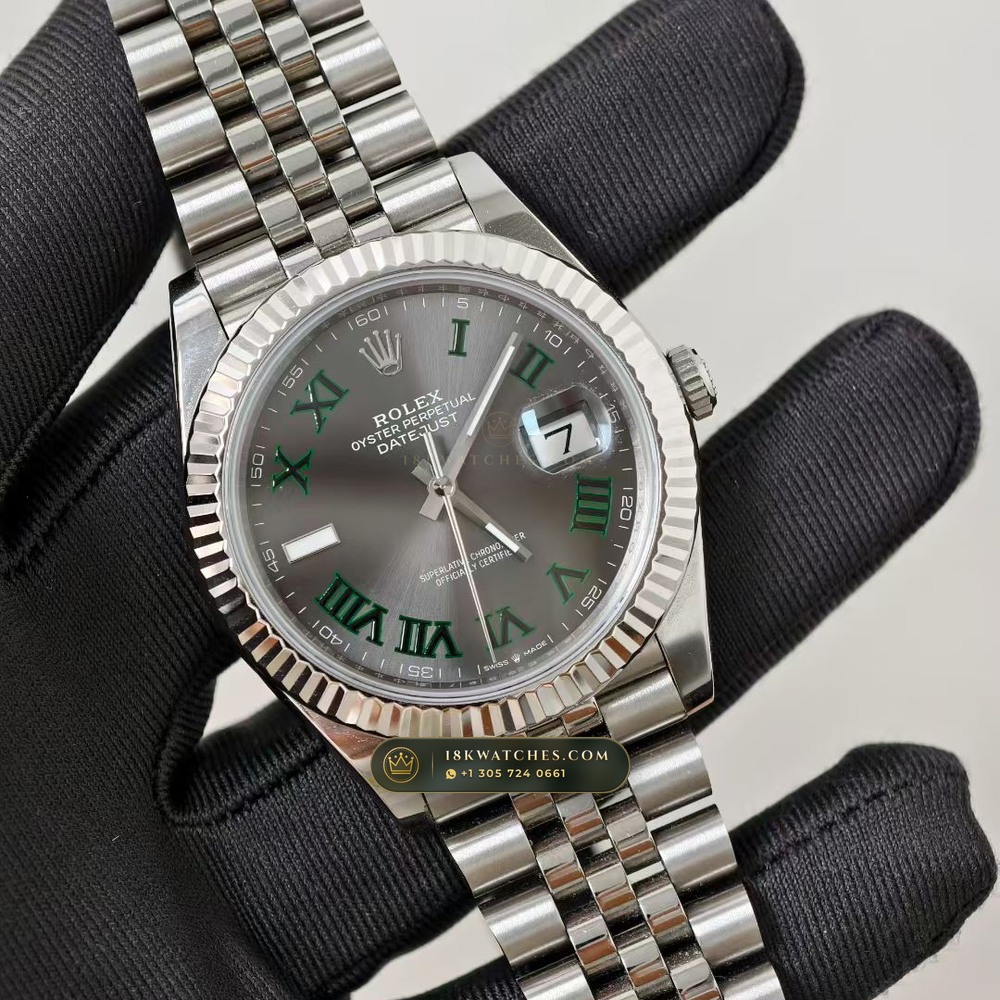 Rolex Datejust 41 Wimbledon Slate Roman Dial Ref. 126334 — Studio Gallery Plate II in 904L Stainless Steel Custom Architecture (136.6g Verified Mass, Rolex Manufacture Cal. 3235 - 70h Power Reserve)