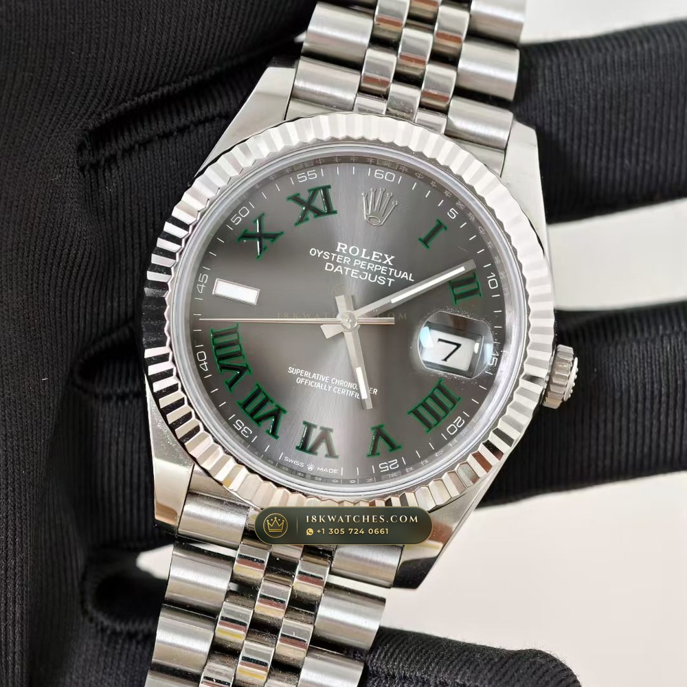 Rolex Datejust 41 Wimbledon Slate Roman Dial Ref. 126334 — Studio Gallery Plate III in 904L Stainless Steel Custom Architecture (136.6g Verified Mass, Rolex Manufacture Cal. 3235 - 70h Power Reserve)