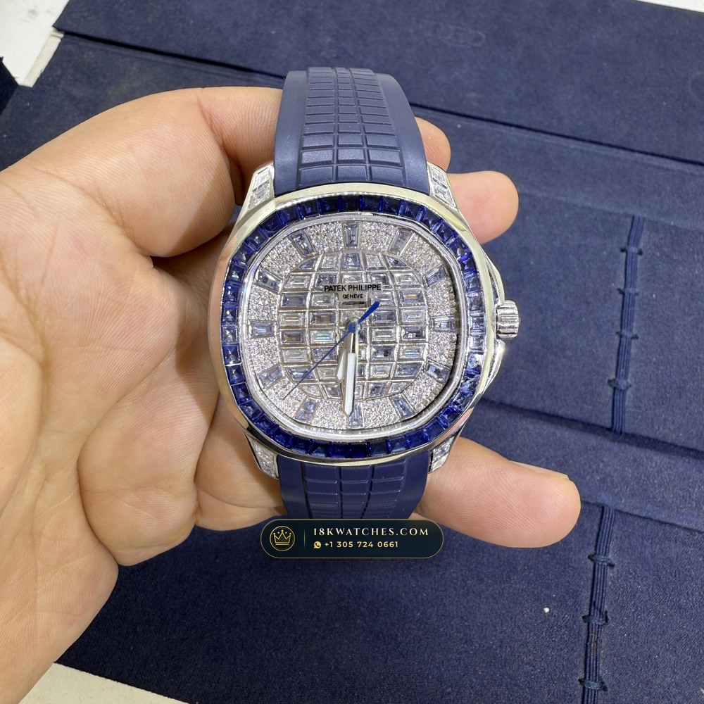 Patek Philippe Aquanaut Luce Haute Joaillerie Baguette Emerald Bezel 18K White Gold Geneva Atelier Spec Ref. 5268/461G-001 — Studio Gallery Plate II in 18K White Gold Au750 (114.6g Verified Mass, Patek Philippe Cal. 26-330 S C - 21K Gold Rotor)