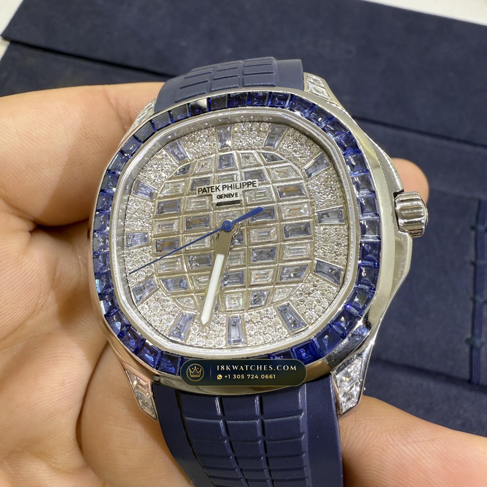 Patek Philippe Aquanaut Luce Haute Joaillerie Baguette Emerald Bezel 18K White Gold Geneva Atelier Spec Ref. 5268/461G-001 — Studio Gallery Plate V in 18K White Gold Au750 (114.6g Verified Mass, Patek Philippe Cal. 26-330 S C - 21K Gold Rotor)