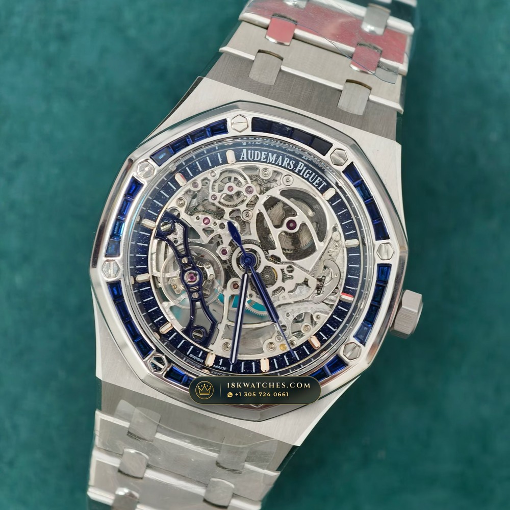 Audemars Piguet Royal Oak Double Balance Wheel Openworked 41mm Diamond-Set Bezel 18K White Gold Ref. 15412BC.SS.1220BC.02 — Studio Gallery Plate II in 18K White Gold Au750 (224.3g Verified Mass, Audemars Piguet Cal. 3132 Dual-Balance Openworked)
