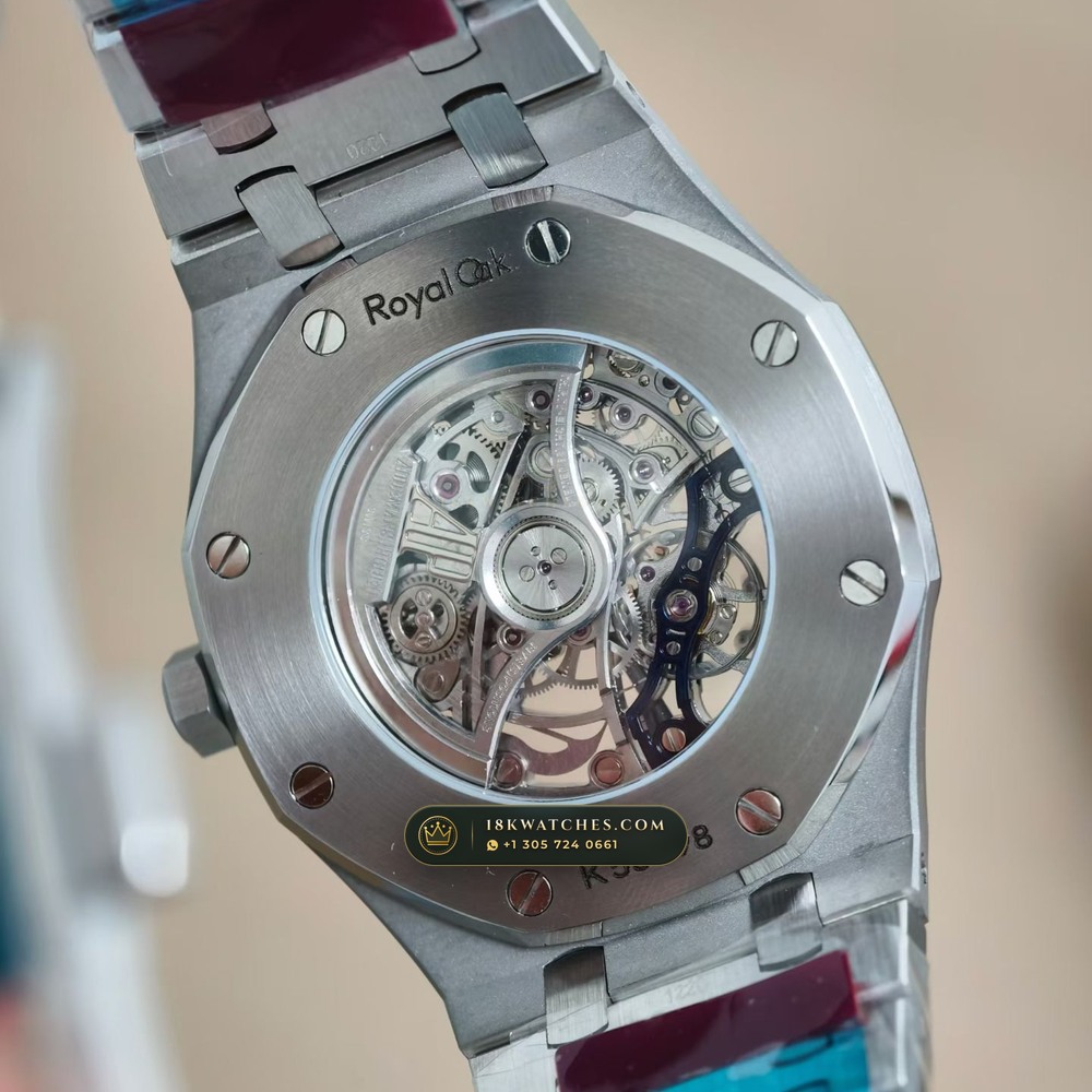 Audemars Piguet Royal Oak Double Balance Wheel Openworked 41mm Diamond-Set Bezel 18K White Gold Ref. 15412BC.SS.1220BC.02 — Studio Gallery Plate VI in 18K White Gold Au750 (224.3g Verified Mass, Audemars Piguet Cal. 3132 Dual-Balance Openworked)