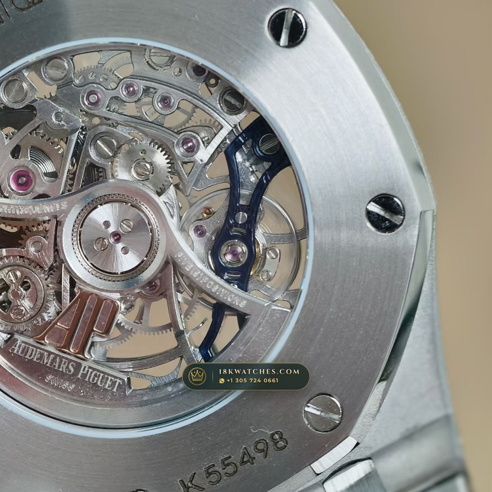 Audemars Piguet Royal Oak Double Balance Wheel Openworked 41mm Diamond-Set Bezel 18K White Gold Ref. 15412BC.SS.1220BC.02 — Studio Gallery Plate VII in 18K White Gold Au750 (224.3g Verified Mass, Audemars Piguet Cal. 3132 Dual-Balance Openworked)