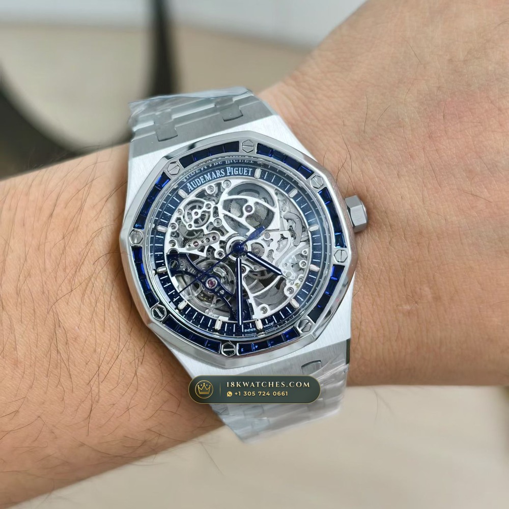 Audemars Piguet Royal Oak Double Balance Wheel Openworked 41mm Diamond-Set Bezel 18K White Gold Ref. 15412BC.SS.1220BC.02 — Studio Gallery Plate IX in 18K White Gold Au750 (224.3g Verified Mass, Audemars Piguet Cal. 3132 Dual-Balance Openworked)