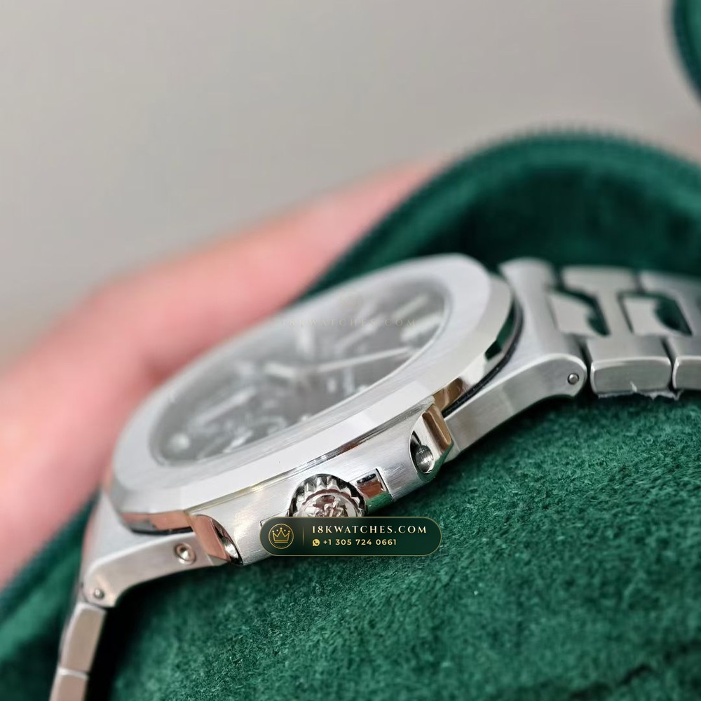 Patek Philippe Nautilus Moonphase & Power Reserve Hand-Chamfered Bevel Spec Ref. 5712/1A — Studio Gallery Plate IV in 904L Stainless Steel Custom Architecture (116.5g Verified Mass, Patek Philippe Cal. 240 PS IRM C LU - 22K Gold Micro-Rotor)