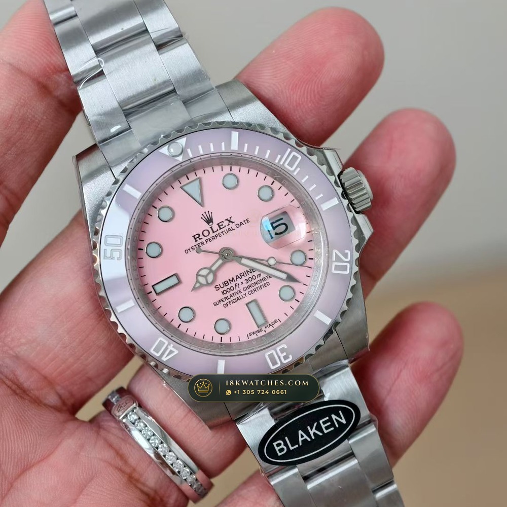 Rolex Submariner Date Blaken Custom Pink Dial Edition Ref. 126610LN — Studio Gallery Plate II in 904L Stainless Steel Custom Architecture (156.2g Verified Mass, Rolex Manufacture Cal. 3235 - 70h Power Reserve)