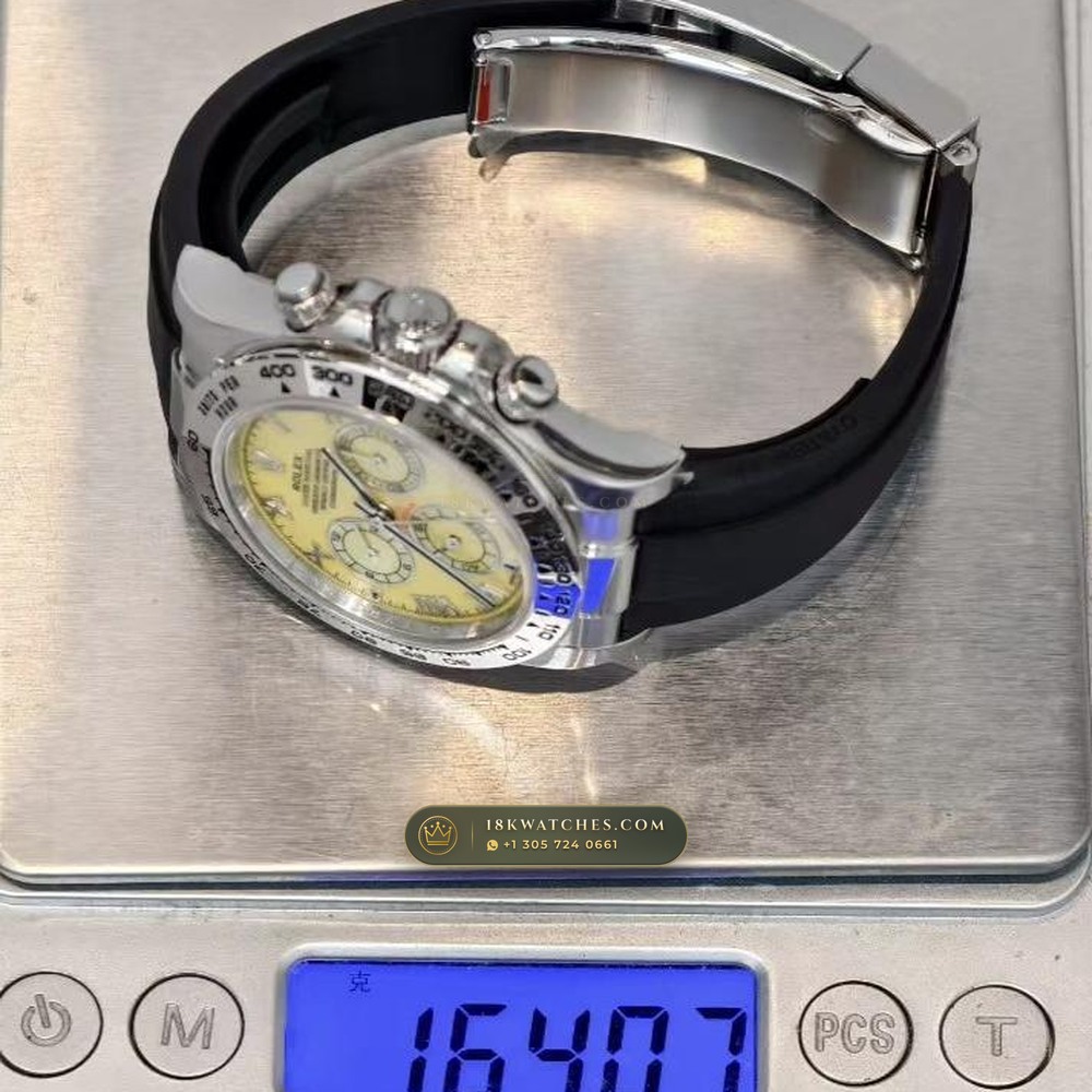 Rolex Cosmograph Daytona Beach Yellow Mother-of-Pearl Collector Edition 18K Yellow Gold Ref. 116518 — Studio Gallery Plate VIII in 18K Yellow Gold Au750 (138.9g Verified Mass, Rolex Manufacture Cal. 4130 - 72h Power Reserve)