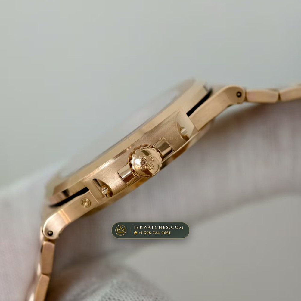 Patek Philippe Nautilus Moonphase & Power Reserve 18K Rose Gold Chronometer Regulated Spec Ref. 5712/1R-001 — Studio Gallery Plate V in 18K Rose Gold Au750 (186.6g Verified Mass, Patek Philippe Cal. 240 PS IRM C LU - 22K Gold Micro-Rotor)