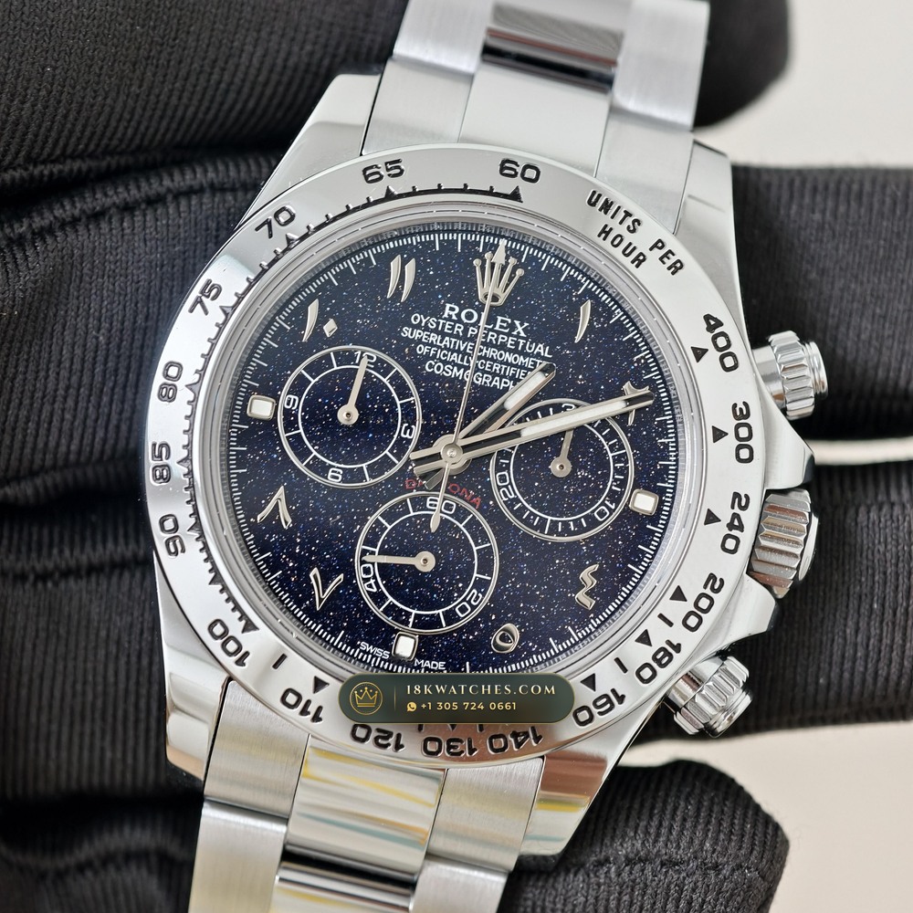 Rolex Cosmograph Daytona Starry Sky Dial 18K White Gold Ref. 126509 — Studio Gallery Plate II in 18K White Gold Au750 (216.9g Verified Mass, Rolex Manufacture Cal. 4131 - 72h Power Reserve)