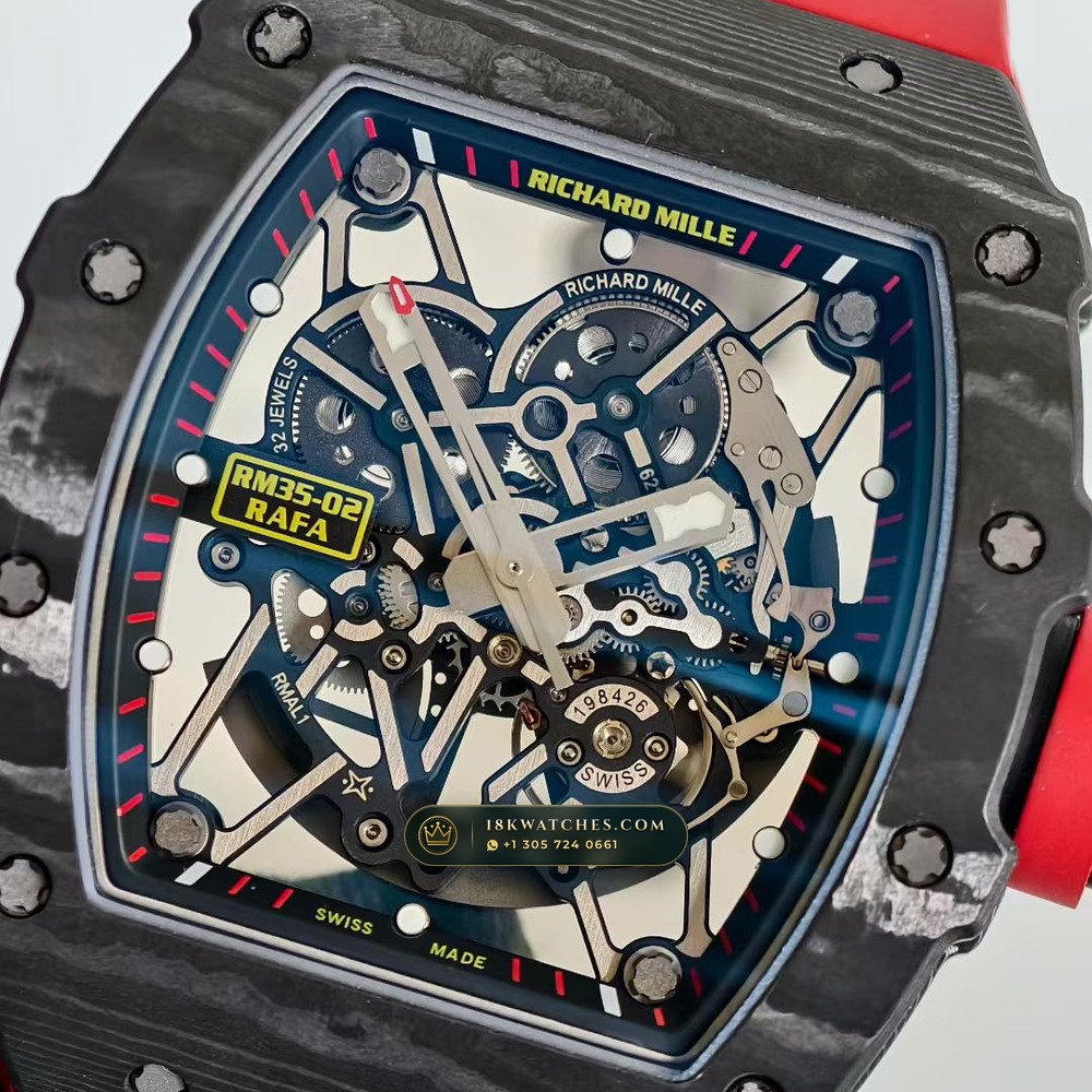 Richard Mille RM 35-02 Rafael Nadal Automatic Free-Sprung Calibre — Studio Gallery Plate IV in Carbon TPT & Grade 5 Titanium (50.1g Verified Mass, Richard Mille Cal. RMAL1 Variable-Geometry Rotor)