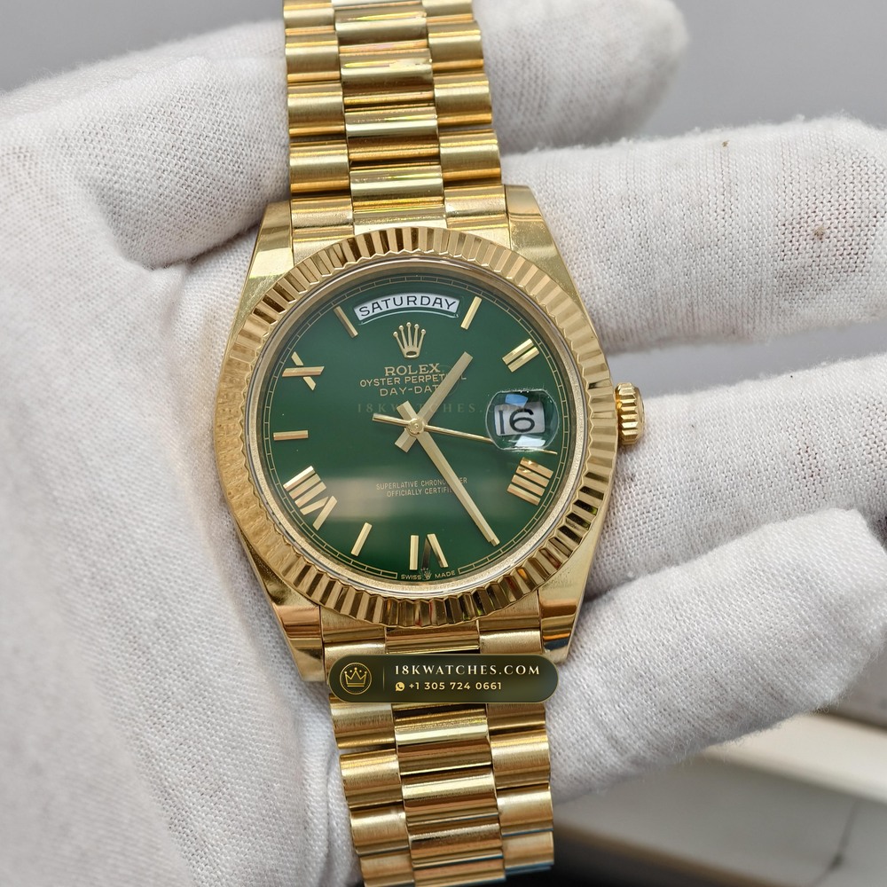 Rolex Day-Date 40 18K Yellow Gold Hand-Chamfered Bevel Spec Ref. 228238