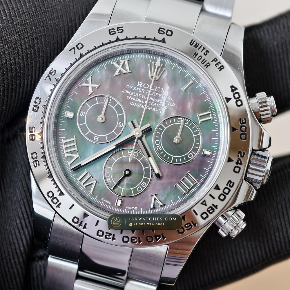 Rolex Cosmograph Daytona Tahitian Mother-of-Pearl Dial 18K White Gold Ref. 126509 — Studio Gallery Plate II in 18K White Gold Au750 (216.7g Verified Mass, Rolex Manufacture Cal. 4131 - 72h Power Reserve)