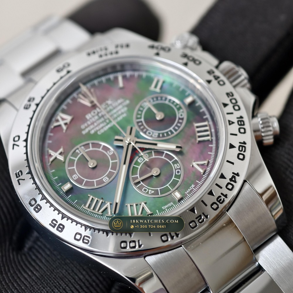 Rolex Cosmograph Daytona Tahitian Mother-of-Pearl Dial 18K White Gold Ref. 126509 — Studio Gallery Plate III in 18K White Gold Au750 (216.7g Verified Mass, Rolex Manufacture Cal. 4131 - 72h Power Reserve)