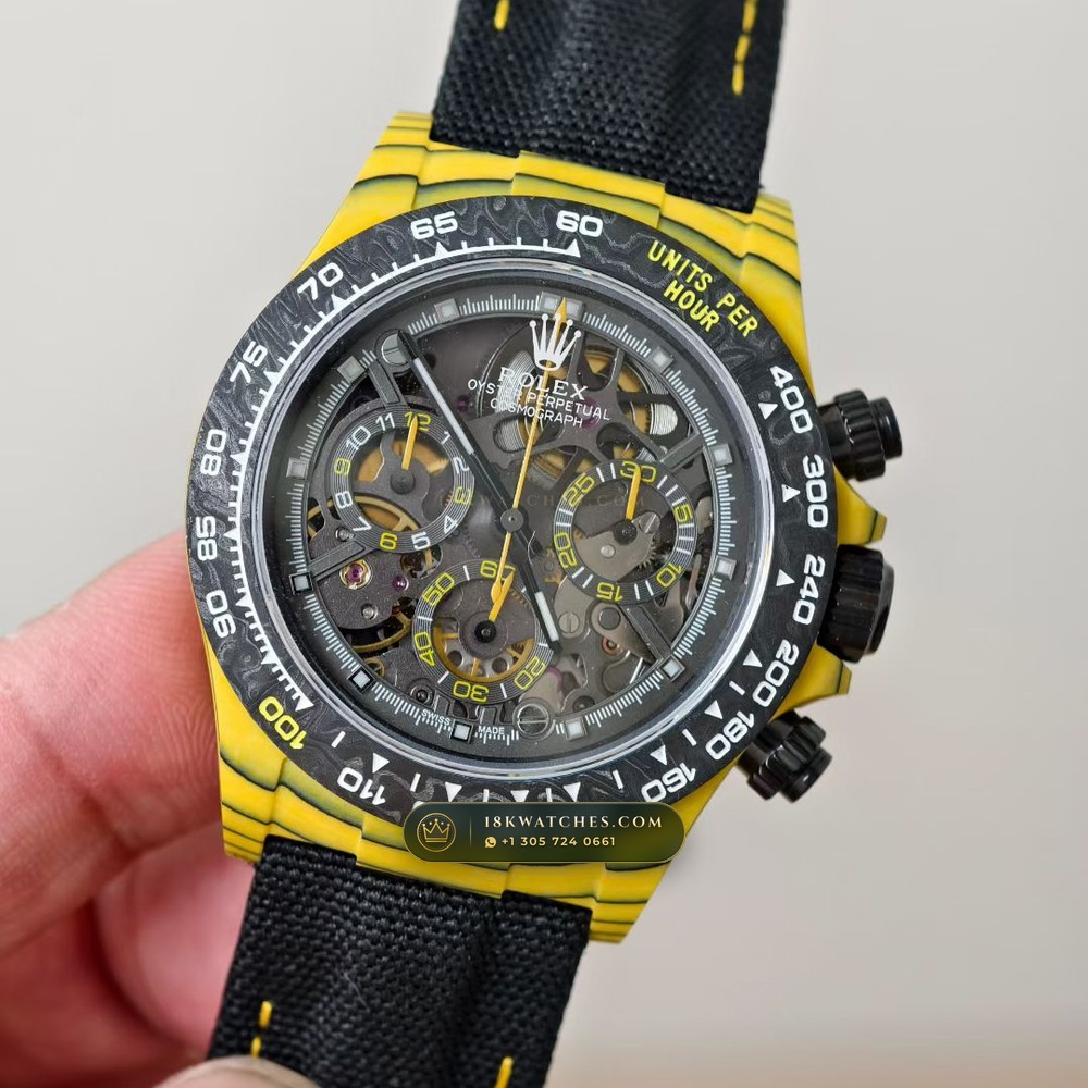Rolex Cosmograph Daytona DiW Carbon Bumblebee Edition Ref. 116500LN — Studio Gallery Plate III in Forged Carbon TPT & Titanium (62.9g Verified Mass, Rolex Manufacture Cal. 4130 - 72h Power Reserve)