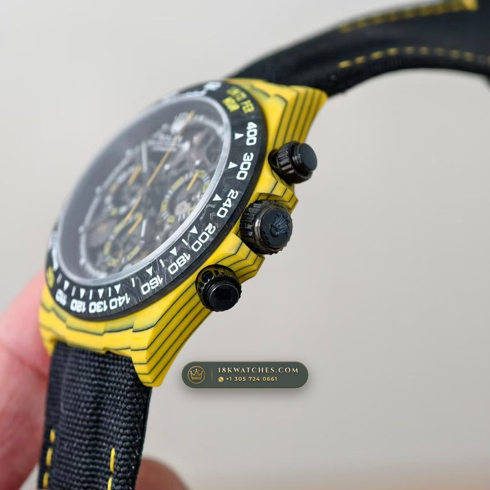 Rolex Cosmograph Daytona DiW Carbon Bumblebee Edition Ref. 116500LN — Studio Gallery Plate IV in Forged Carbon TPT & Titanium (62.9g Verified Mass, Rolex Manufacture Cal. 4130 - 72h Power Reserve)