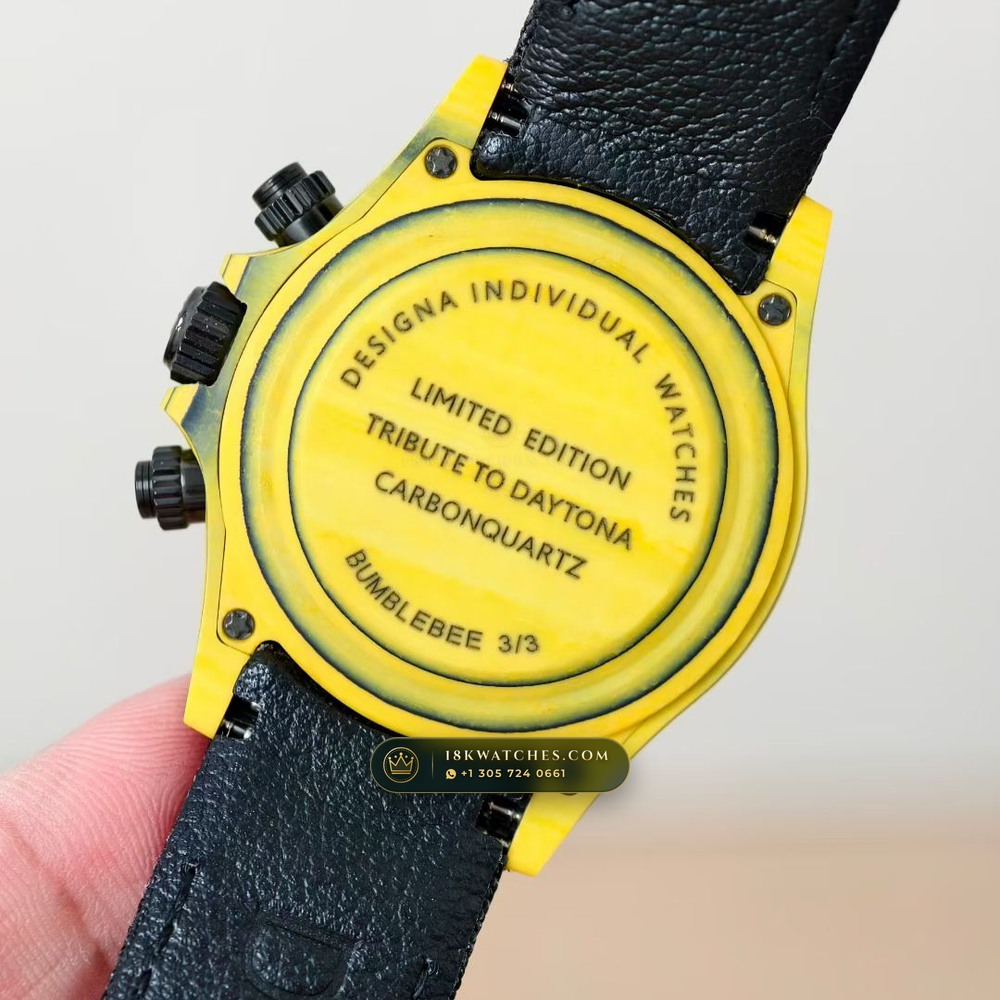 Rolex Cosmograph Daytona DiW Carbon Bumblebee Edition Ref. 116500LN — Studio Gallery Plate VI in Forged Carbon TPT & Titanium (62.9g Verified Mass, Rolex Manufacture Cal. 4130 - 72h Power Reserve)