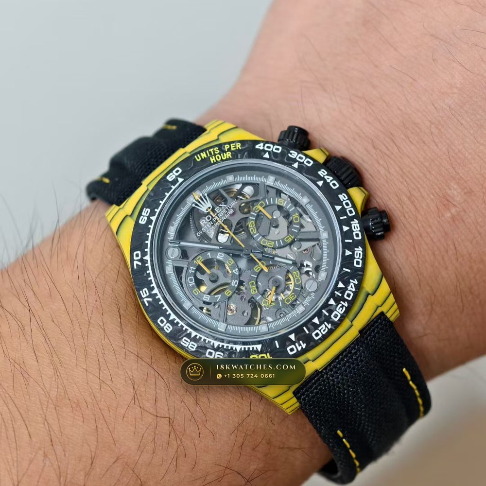 Rolex Cosmograph Daytona DiW Carbon Bumblebee Edition Ref. 116500LN — Studio Gallery Plate VII in Forged Carbon TPT & Titanium (62.9g Verified Mass, Rolex Manufacture Cal. 4130 - 72h Power Reserve)