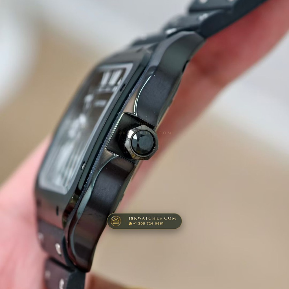 Cartier Santos de Cartier Large ADLC Bezel Ref. WSSA0039 — Studio Gallery Plate VI in High-Tech Ceramic & Titanium (115.9g Verified Mass, Cartier Manufacture Cal. 1847 MC / Skeleton Cal. 9611 MC)