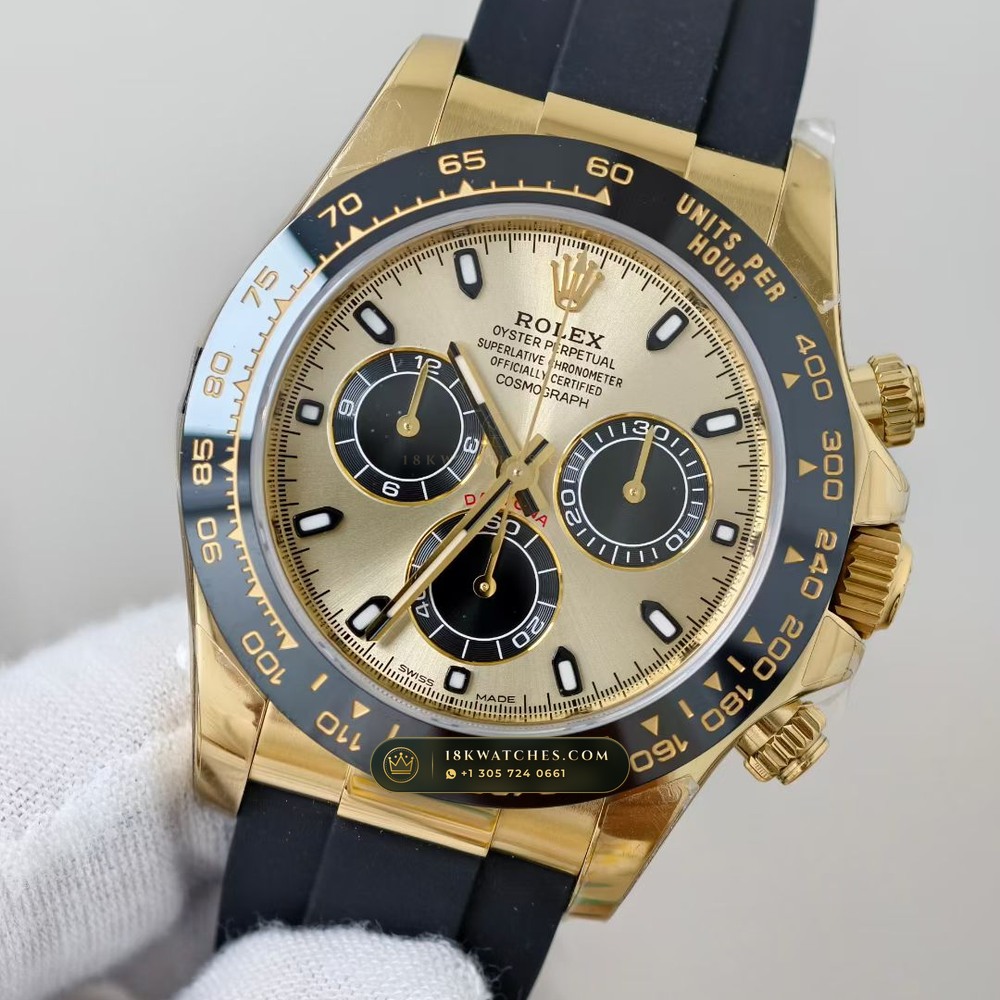 Rolex Cosmograph Daytona 18K Yellow Gold Geneva Atelier Spec Ref. 116518LN — Studio Gallery Plate III in 18K Yellow Gold Au750 (160.7g Verified Mass, Rolex Manufacture Cal. 4130 - 72h Power Reserve)