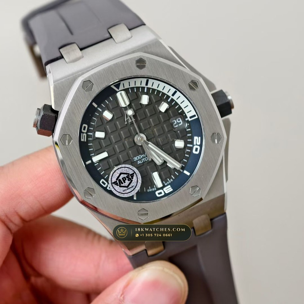 Audemars Piguet Royal Oak Offshore Diver 42mm Ref. 15720ST.OO.A009CA.01 — Studio Gallery Plate II in 904L Stainless Steel Custom Architecture (168.0g Verified Mass, Audemars Piguet Cal. 4308 / Cal. 3120)