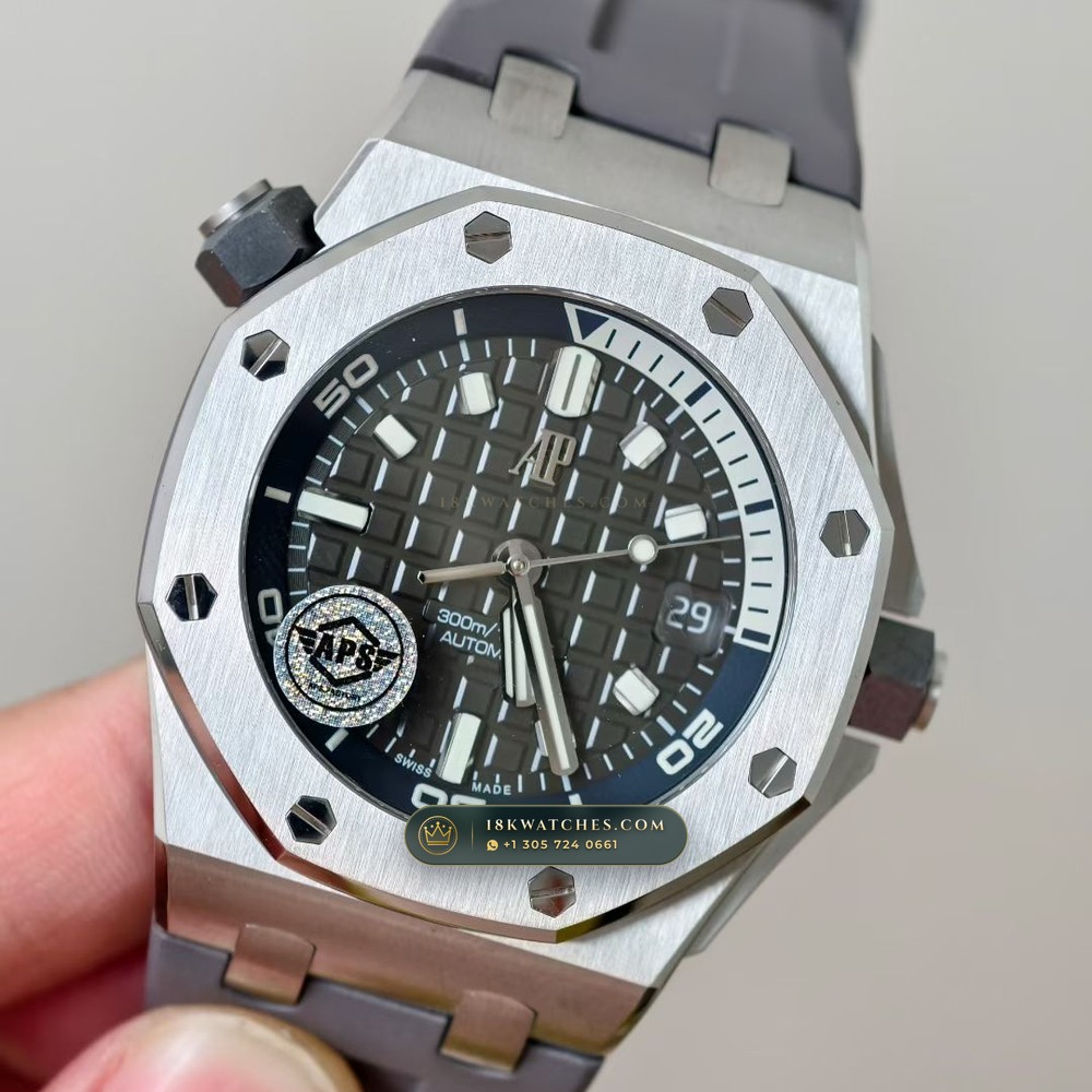 Audemars Piguet Royal Oak Offshore Diver 42mm Ref. 15720ST.OO.A009CA.01 — Studio Gallery Plate III in 904L Stainless Steel Custom Architecture (168.0g Verified Mass, Audemars Piguet Cal. 4308 / Cal. 3120)
