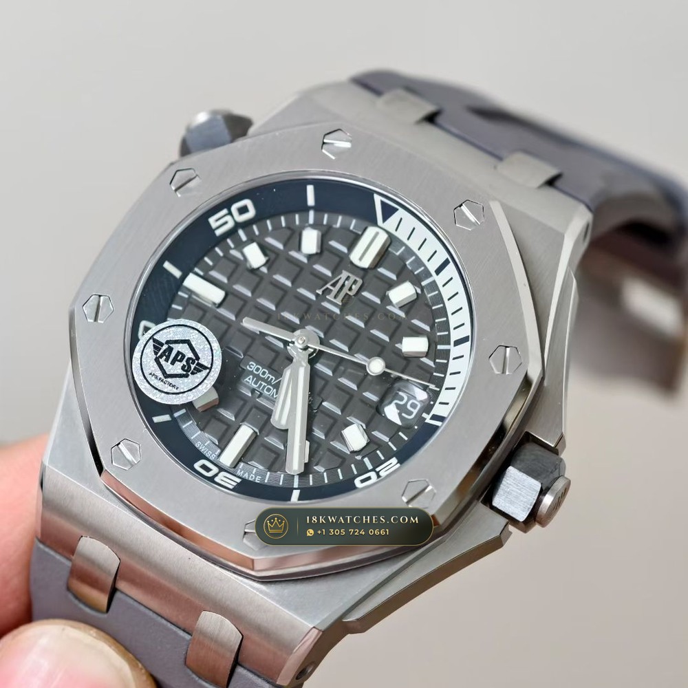 Audemars Piguet Royal Oak Offshore Diver 42mm Ref. 15720ST.OO.A009CA.01 — Studio Gallery Plate IV in 904L Stainless Steel Custom Architecture (168.0g Verified Mass, Audemars Piguet Cal. 4308 / Cal. 3120)