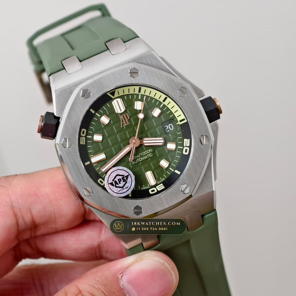 Audemars Piguet Royal Oak Offshore Diver 42mm Ref. 15720ST.OO.A052CA.01 — Studio Gallery Plate II in 904L Stainless Steel Custom Architecture (167.7g Verified Mass, Audemars Piguet Cal. 4308 / Cal. 3120)