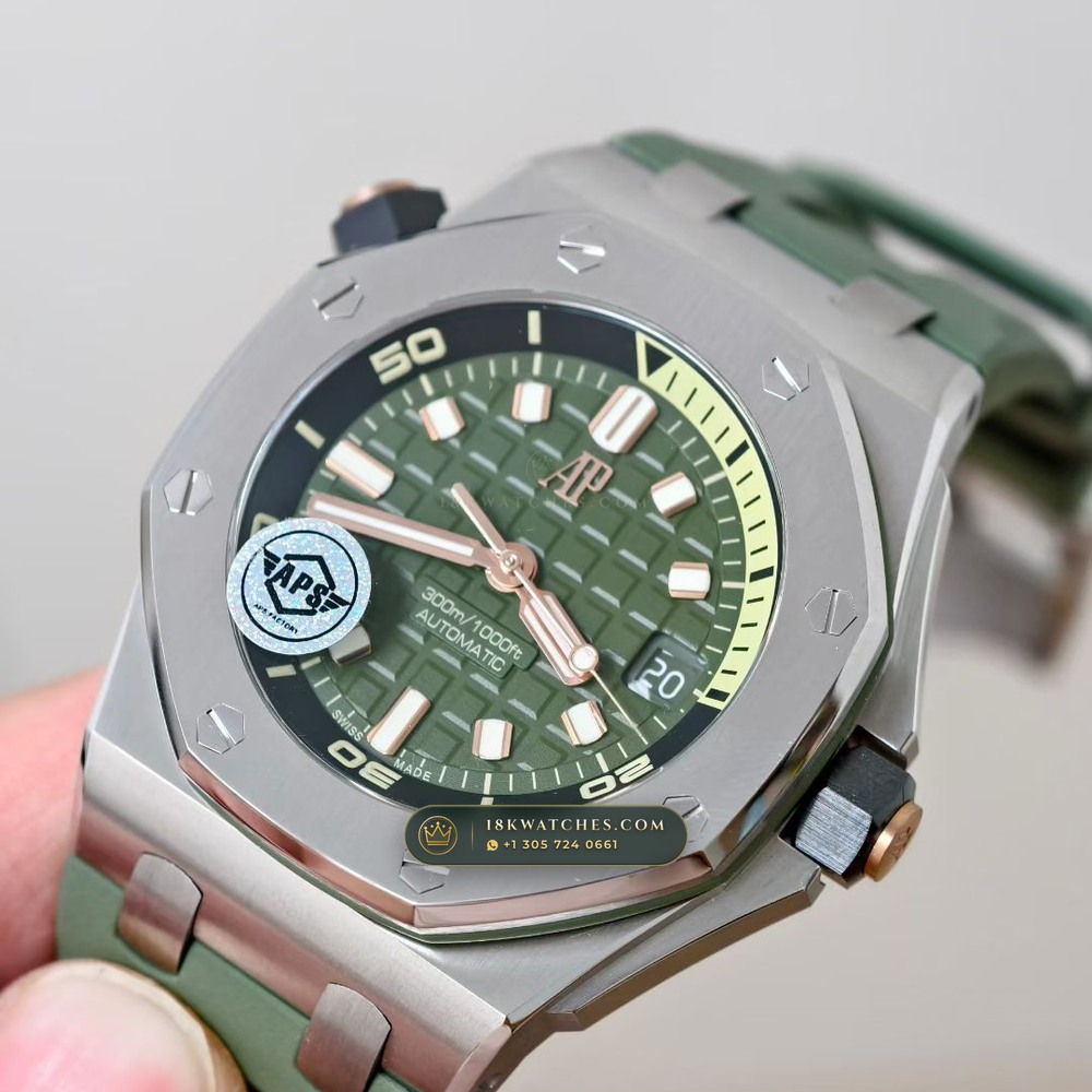 Audemars Piguet Royal Oak Offshore Diver 42mm Ref. 15720ST.OO.A052CA.01 — Studio Gallery Plate IV in 904L Stainless Steel Custom Architecture (167.7g Verified Mass, Audemars Piguet Cal. 4308 / Cal. 3120)