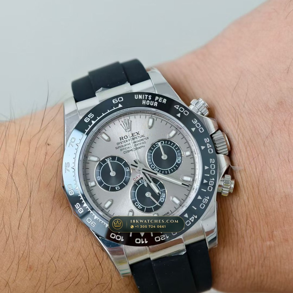 Rolex Cosmograph Daytona 18K White Gold Ref. 116519LN — Studio Gallery Plate VII in 18K White Gold Au750 (160.5g Verified Mass, Rolex Manufacture Cal. 4130 - 72h Power Reserve)
