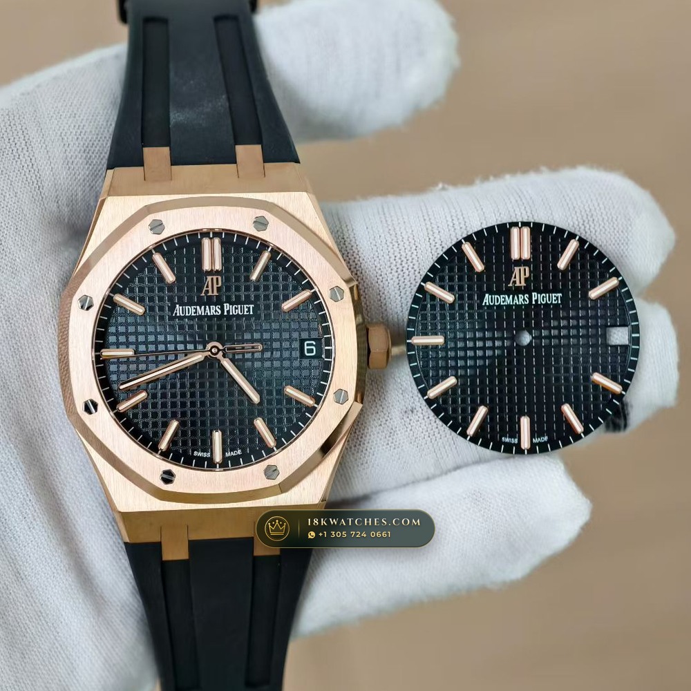Audemars Piguet Royal Oak Selfwinding 41mm 18K Rose Gold Custom Tapestry Dial Deep Crystal Optics Ref. 15500OR.OO.D002CR.01