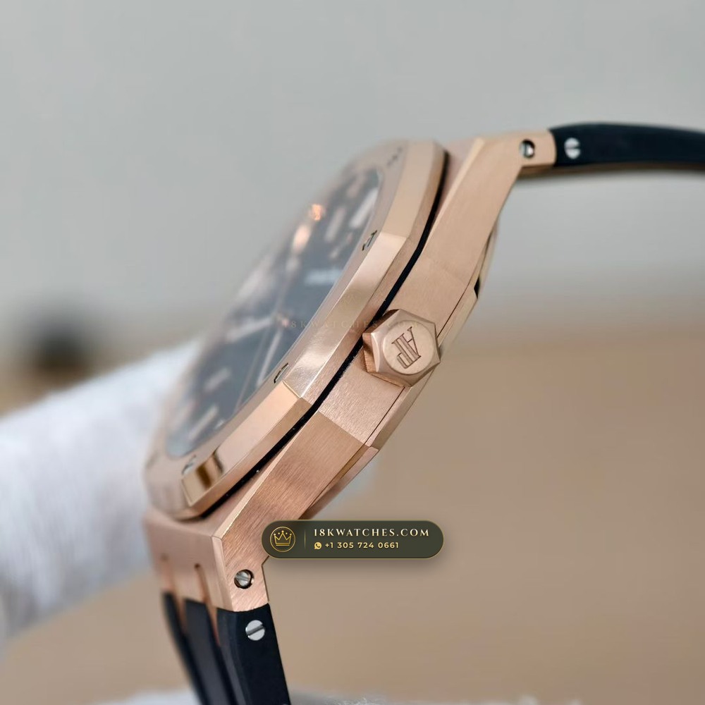 Audemars Piguet Royal Oak Selfwinding 41mm 18K Rose Gold Custom Tapestry Dial Deep Crystal Optics Ref. 15500OR.OO.D002CR.01 — Studio Gallery Plate V in 18K Rose Gold Au750 (138.1g Verified Mass, Audemars Piguet Cal. 4302 - 70h Power Reserve)