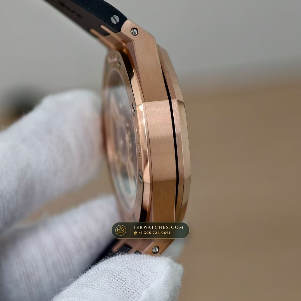 Audemars Piguet Royal Oak Selfwinding 41mm 18K Rose Gold Custom Tapestry Dial Deep Crystal Optics Ref. 15500OR.OO.D002CR.01 — Studio Gallery Plate VI in 18K Rose Gold Au750 (138.1g Verified Mass, Audemars Piguet Cal. 4302 - 70h Power Reserve)