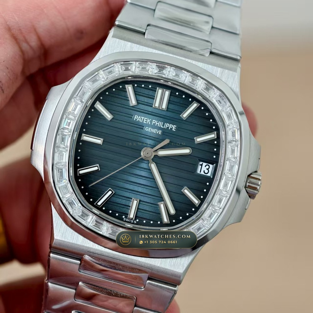 Patek Philippe Nautilus Self-Winding Diamond-Set Bezel Ref. 5711A — Studio Gallery Plate II in 904L Stainless Steel Custom Architecture (115.1g Verified Mass, Patek Philippe Cal. 26-330 S C / Cal. 324 S C - 21K Gold Rotor)