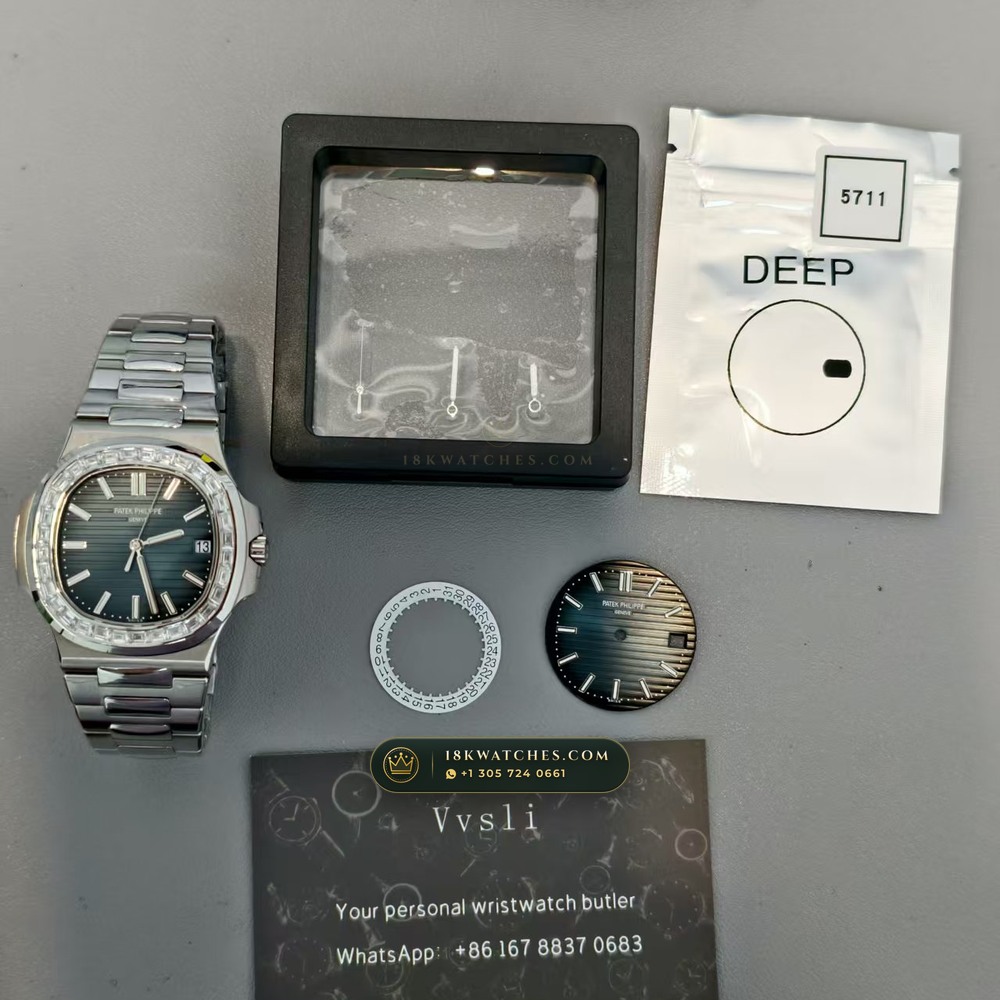 Patek Philippe Nautilus Self-Winding Diamond-Set Bezel Ref. 5711A — Studio Gallery Plate VIII in 904L Stainless Steel Custom Architecture (115.1g Verified Mass, Patek Philippe Cal. 26-330 S C / Cal. 324 S C - 21K Gold Rotor)
