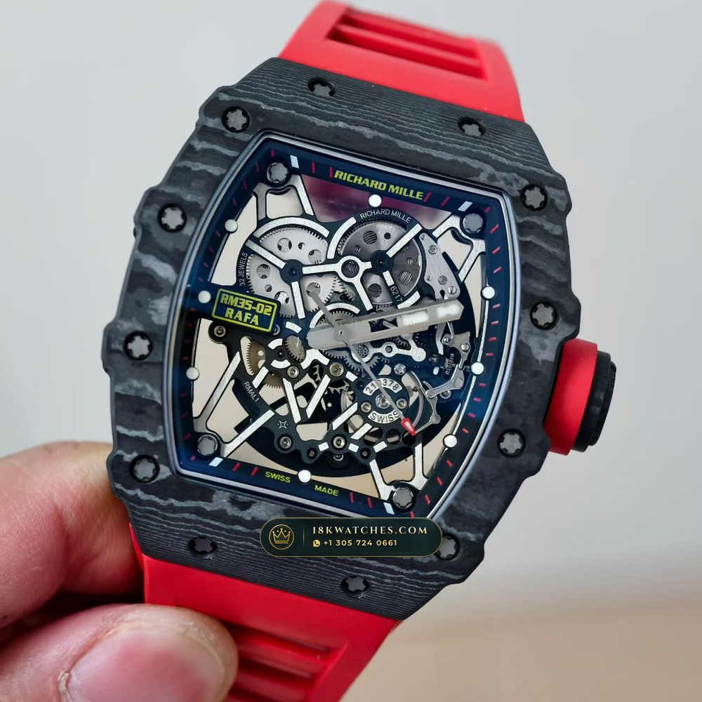 Richard Mille RM 35-02 Rafael Nadal Automatic 5-Axis CNC Case — Studio Gallery Plate II in Carbon TPT & Grade 5 Titanium (50.3g Verified Mass, Richard Mille Cal. RMAL1 Variable-Geometry Rotor)
