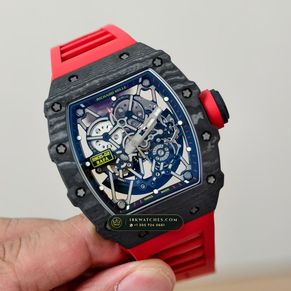 Richard Mille RM 35-02 Rafael Nadal Automatic 5-Axis CNC Case — Studio Gallery Plate III in Carbon TPT & Grade 5 Titanium (50.3g Verified Mass, Richard Mille Cal. RMAL1 Variable-Geometry Rotor)
