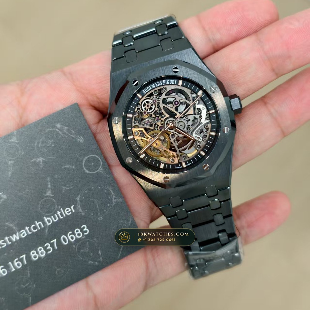 Audemars Piguet Royal Oak Double Balance Wheel Openworked 41mm Ref. 15416CE — Studio Gallery Plate XII in High-Tech Ceramic & Titanium (135.4g Verified Mass, Audemars Piguet Cal. 3132 Dual-Balance Openworked)