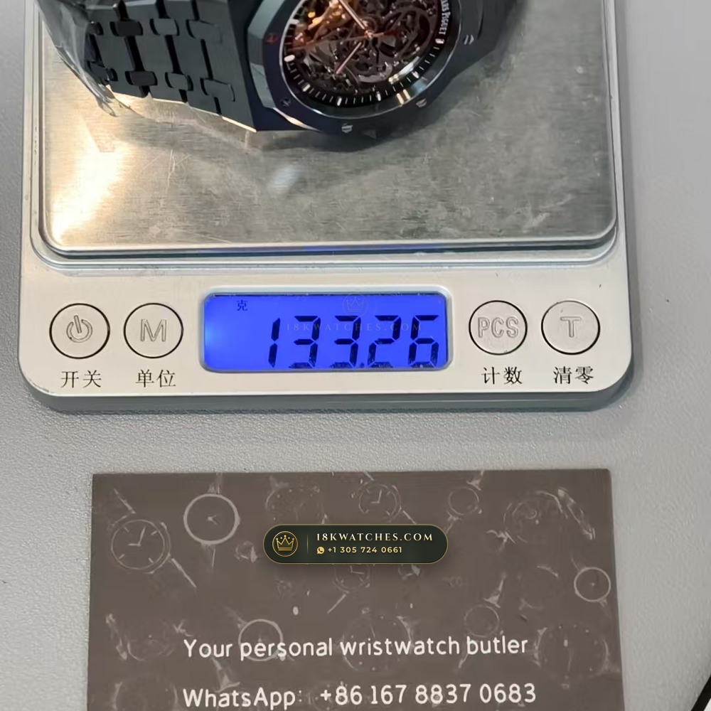 Audemars Piguet Royal Oak Double Balance Wheel Openworked 41mm Ref. 15416CE — Studio Gallery Plate XIII in High-Tech Ceramic & Titanium (135.4g Verified Mass, Audemars Piguet Cal. 3132 Dual-Balance Openworked)